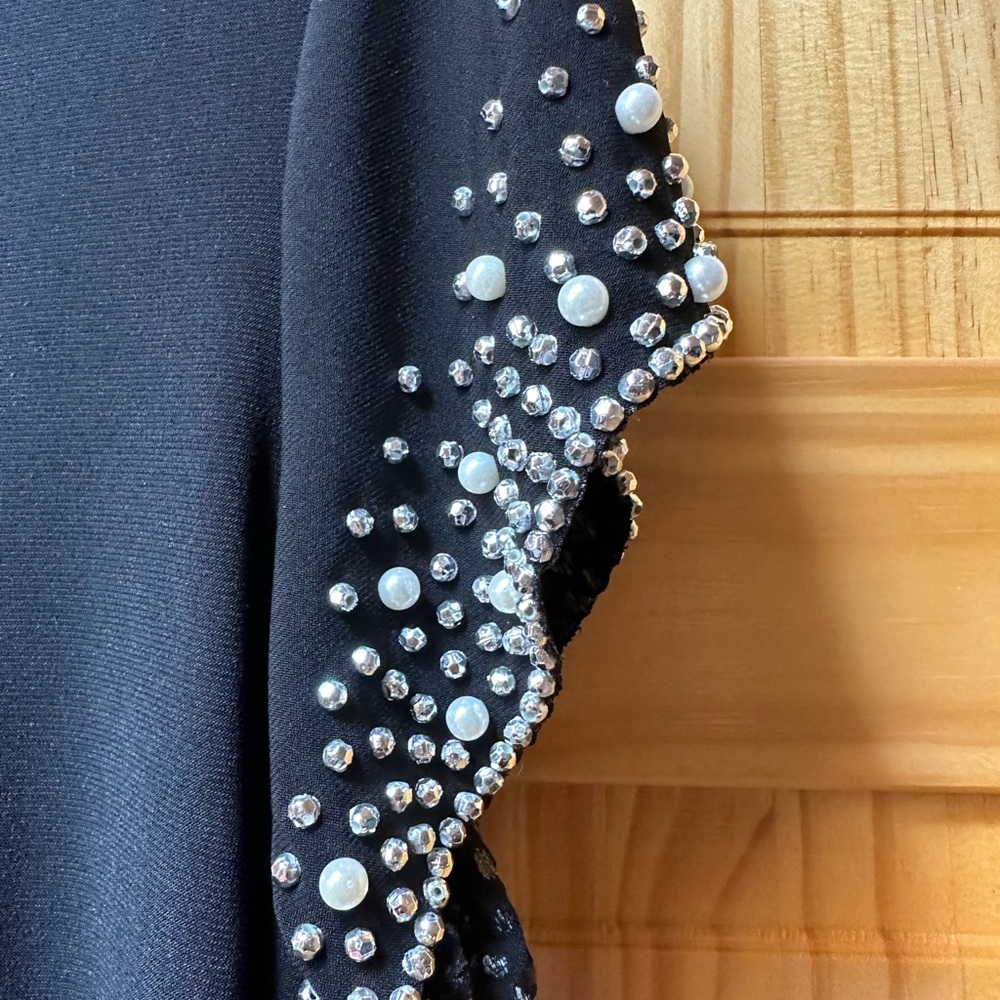 Nik and Nash Black Dress with Pearl Sleeves - Picture 3 of 5